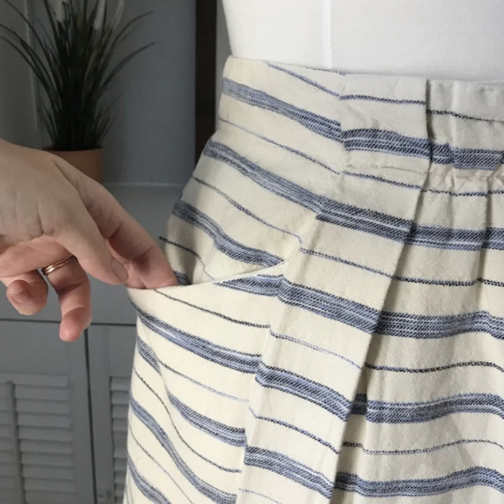 J. Crew Chambray Linen Stripe Paperbag Mini Skirt